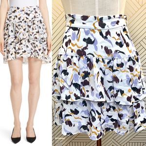 A.L.C. Baxter Silk Skirt in Lilac Multi Print